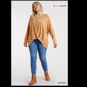 Saffron Gathered Waist Knot Top